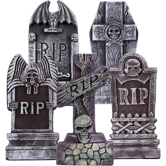 17” Halloween Foam RIP Graveyard Tombstones, 5 Pack Tombstone - Picture 8 of 8